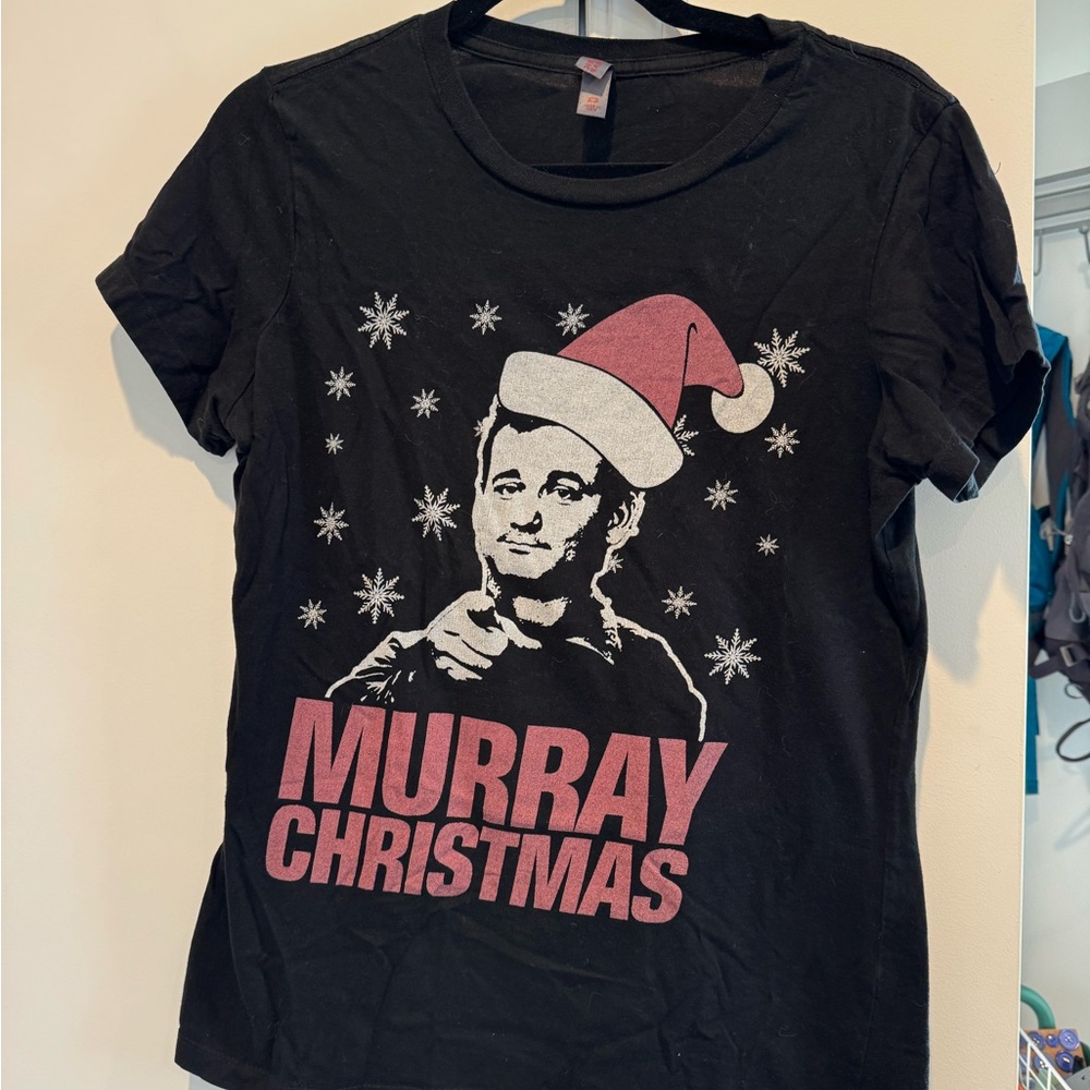 Murray Christmas Black Graphic T-Shirt // Bill Murray